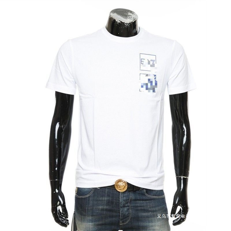 Men's New Summer Casual Fashion Ea7 Round Neck Short-Sleeved T-Shirt Pure Color T-Shirt Printed Top Half-Sleeved Loose Style