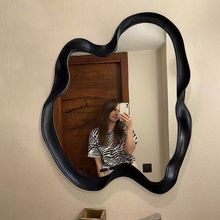 欧式异形化妆镜台式壁挂梳妆镜卫生间浴室镜洗手台波浪LED灯镜子