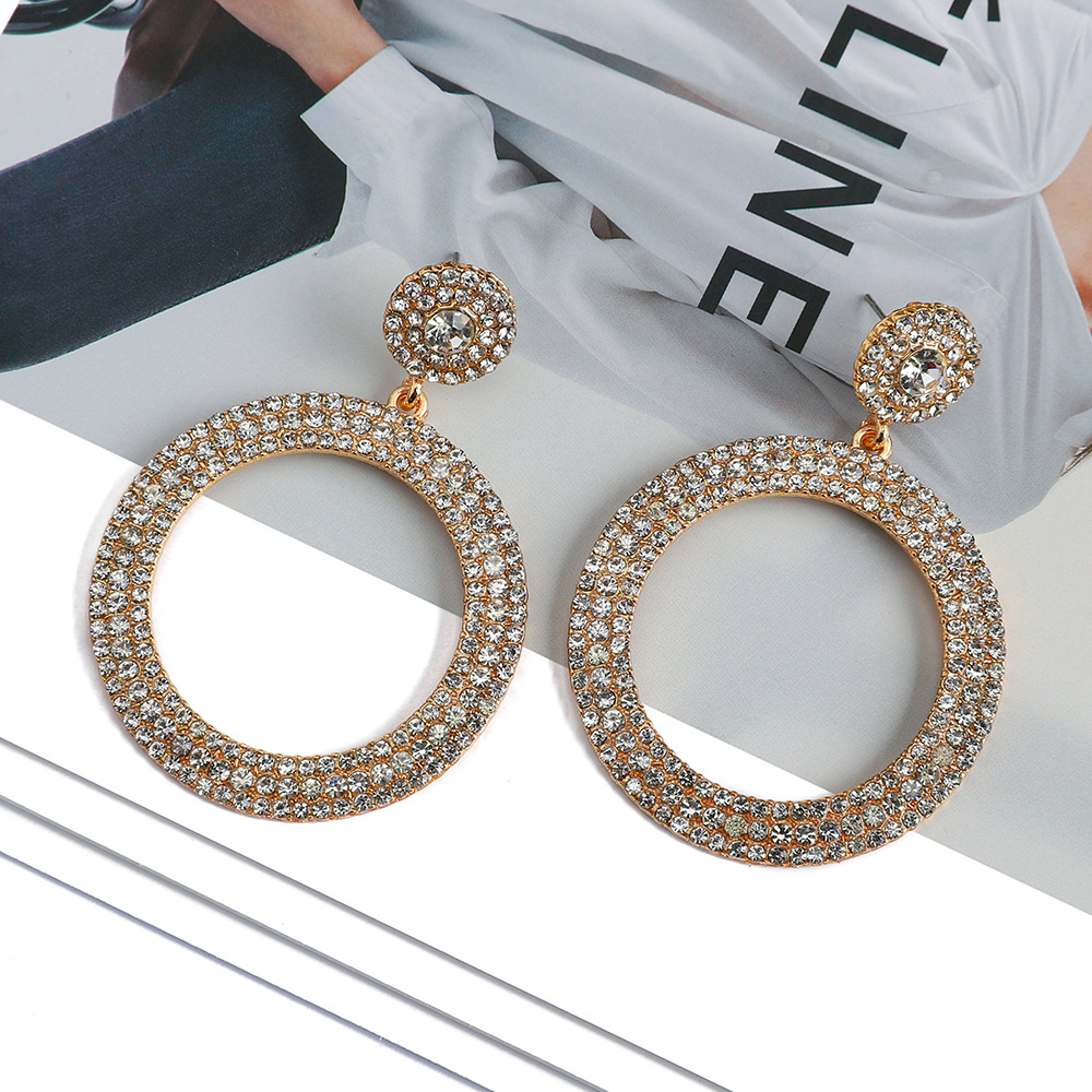 1 Pair Fashion Round Rhinestone Plating Women's Drop Earrings display picture 3