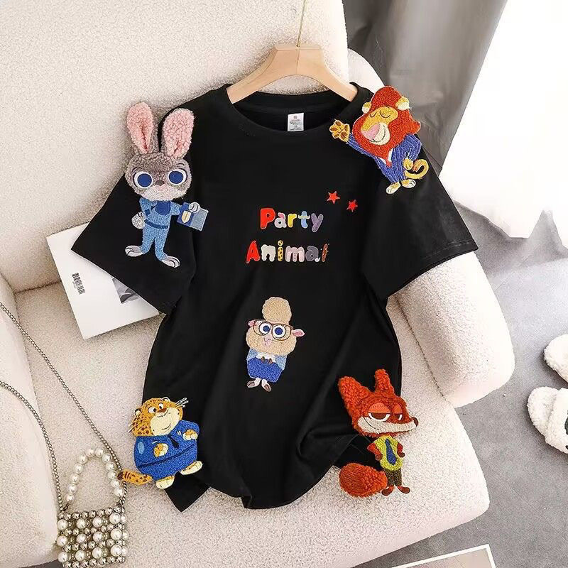 クレイジーアニマル 100 ヘビーウェイトコットン半袖サマー Tシャツ学生ルーズカップル半袖イントップ|undefined