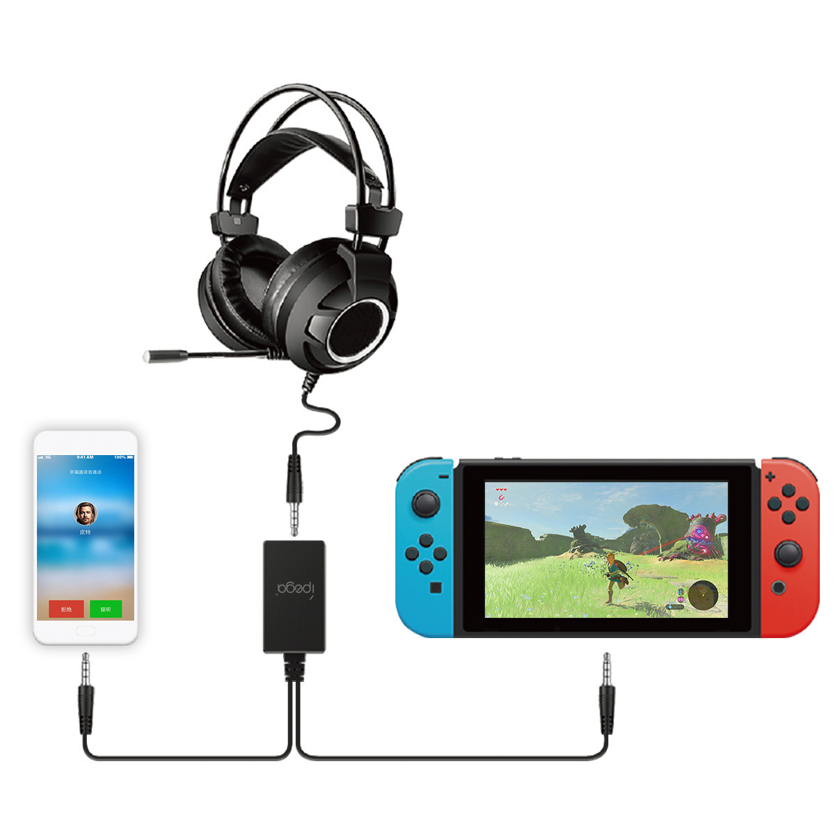 PG-9176switch音频二合一转换器 NS耳机音频一分二转换线转换器