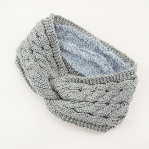 European and American cross-knitted cable hairband, thick yarn knitting sports headband, ear protection, warm, lined for cold prevention, head cover