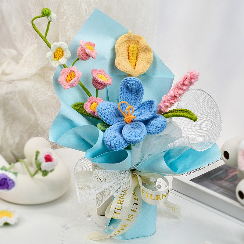 Flor de lana tejida a mano ramo de flores de girasoles flores de punto flor de simulación comercio exterior transfronterizo amazona