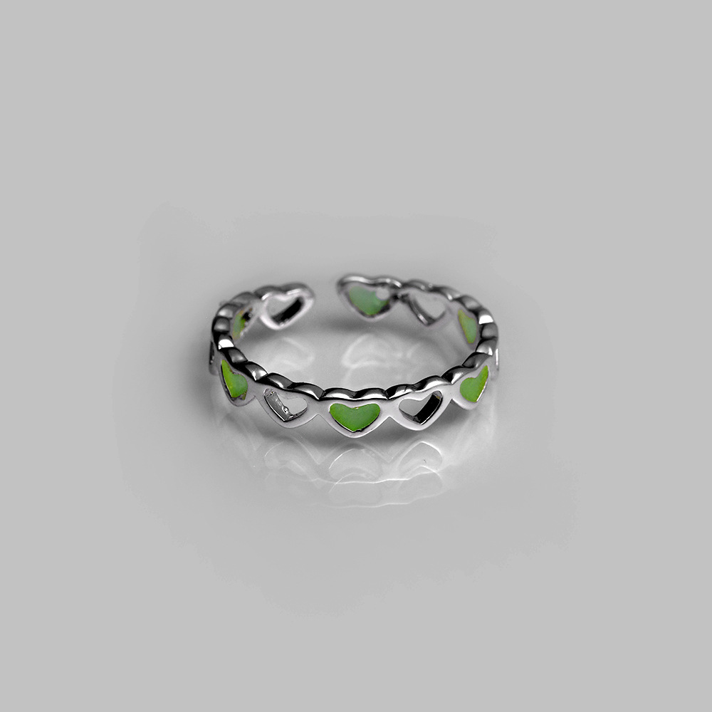 fashion luminous heart hollow ring wholesale Nihaojewelry