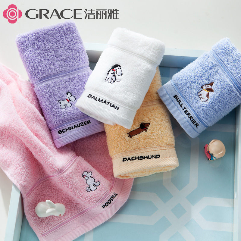 Jialiya Pure Cotton Kidsren's Towels Wholesale Cartoon Face Wash and Cleansing Kidsren's Towels, 100% Cotton, Lint-Free, Antibacterial Cartoon Pattern