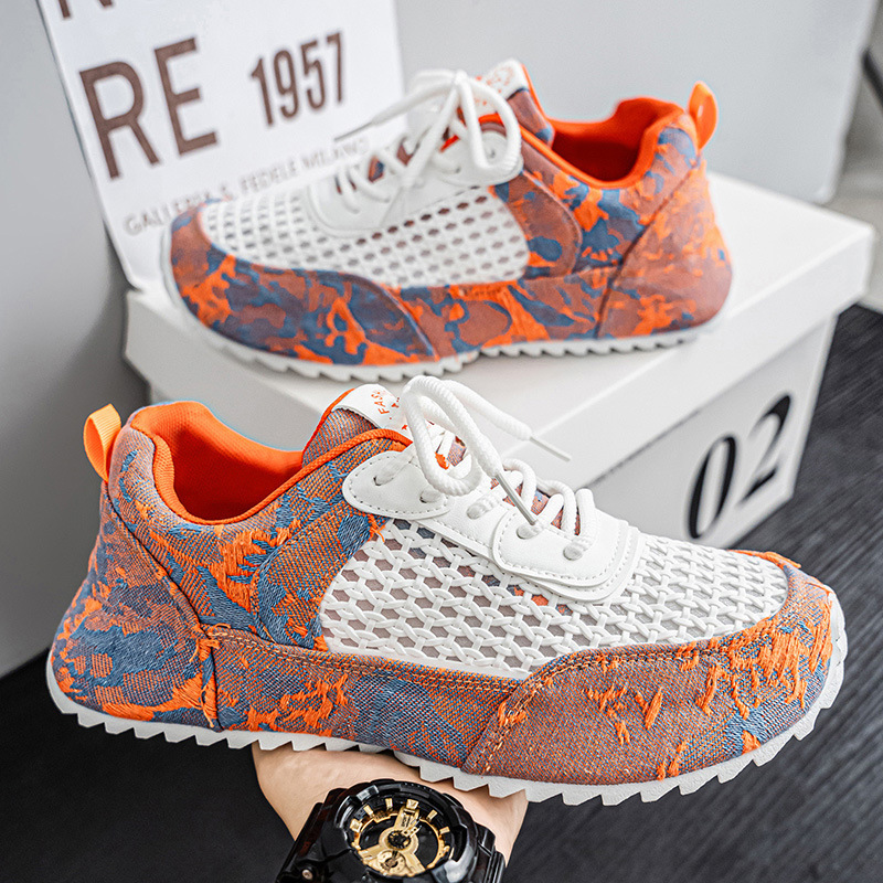 Light Luxury Designer Men's Shoes 2025 Summer Outdoor Single Layer Mesh Breathable Plaid Casual Sports Shoes