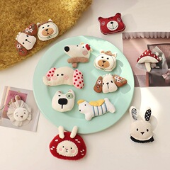 森系韓国布芸熊ブローチアクセサリーかわいい子犬小象頭飾りヘアピンdiy少女心部品