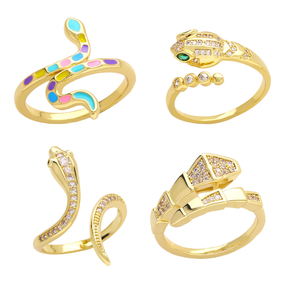 opening ring zircon snake ring tide snake bone index finger ring