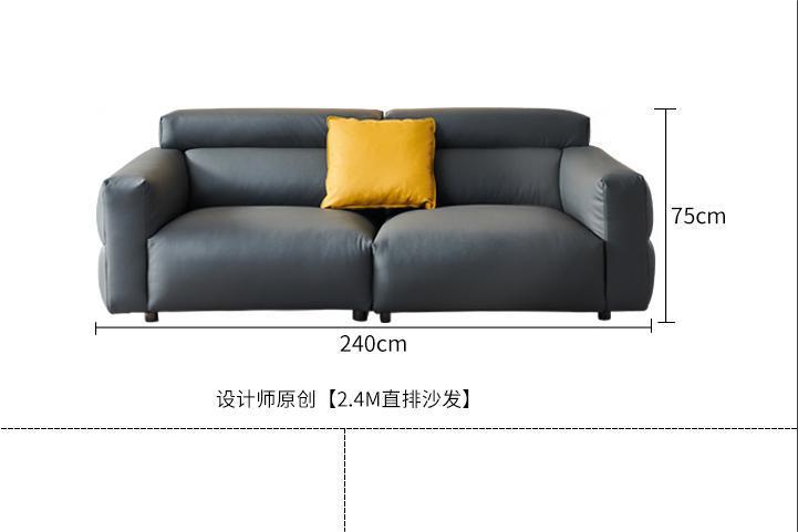 Italiano pequeño sofá de cuero de vaca negro primera capa de piel de vaca sala de estar minimalista pequeño apartamento abajo sofá de cuero negro combinación image 9