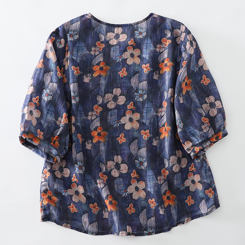 2026 Summer Non-Stretch Woven Round Neck Short-Sleeve Loose Women's Shirt with Cut Tags, Artistic Style, Skull Design, European and American Cross-Border 2026 Summer Non-Stretch Woven Round Neck Short-Sleeve Loose Women's Shirt with Cut Tags, Artistic Style, Skull Design, European and American Cross-Border