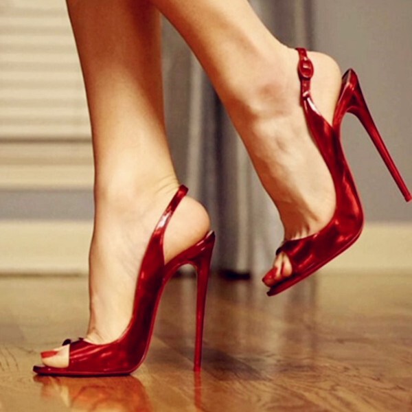 Fish-Mouth Open-Toe 13cm Ultra-High Heels, 12cm Red Sole Back Strap Stiletto Heels, European and American Style Sexy Women's Large Size Sandals