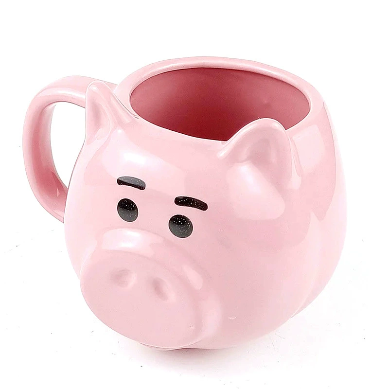 Керамическая Pink Pig кружка, креативная мультфильмовая чашка, 301–400 мл, милый 3D дизайн морды