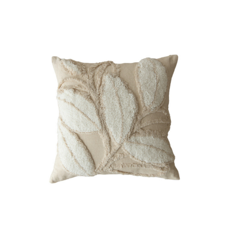 Cream lienzo bordado funda de almohada estilo nórdico ligero lujo cojín de sofá geométrico decoración de hoteles residencial funda de almohada