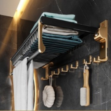Punch-libre de espacio de aluminio toallero baño Baño hardware colgante traje malla cesta toalla rack