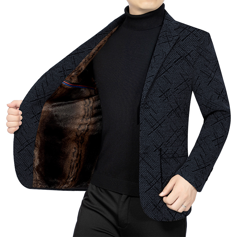 2025 Autumn and Winter Middle-Aged Men's Thin Suit Casual Single-Piece No-Iron Men's Blazer Jacket