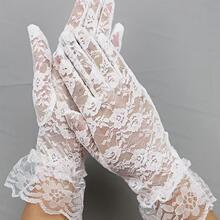 X 63273 Black lace etiquette short gloves ��ɫ��˿���Ƕ�����