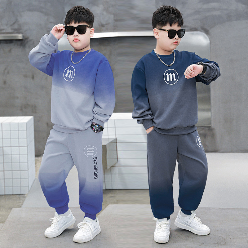 Fat children's clothing boy's autumn clothing suit 2024 plus fat increase sweater handsome sportswear children's loose cotton two-piece set