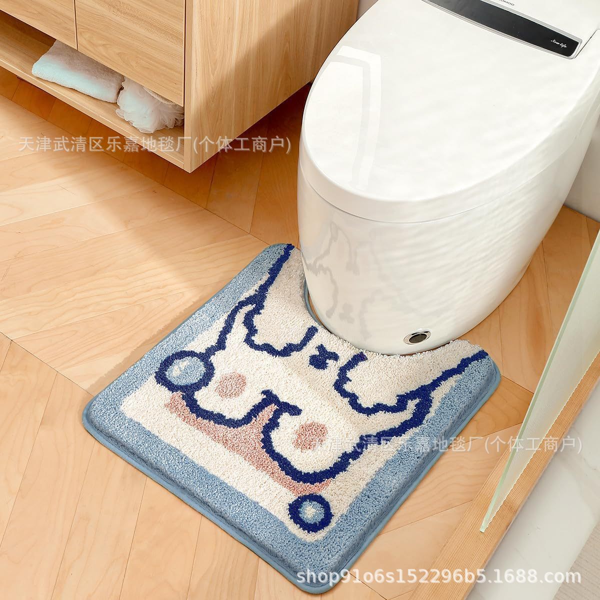 Modern Simple Ins Bathroom Floor Mat Household Toilet Mat Checkered Bathroom Imitation Cashmere Floor Mat Toilet Absorbent Mat