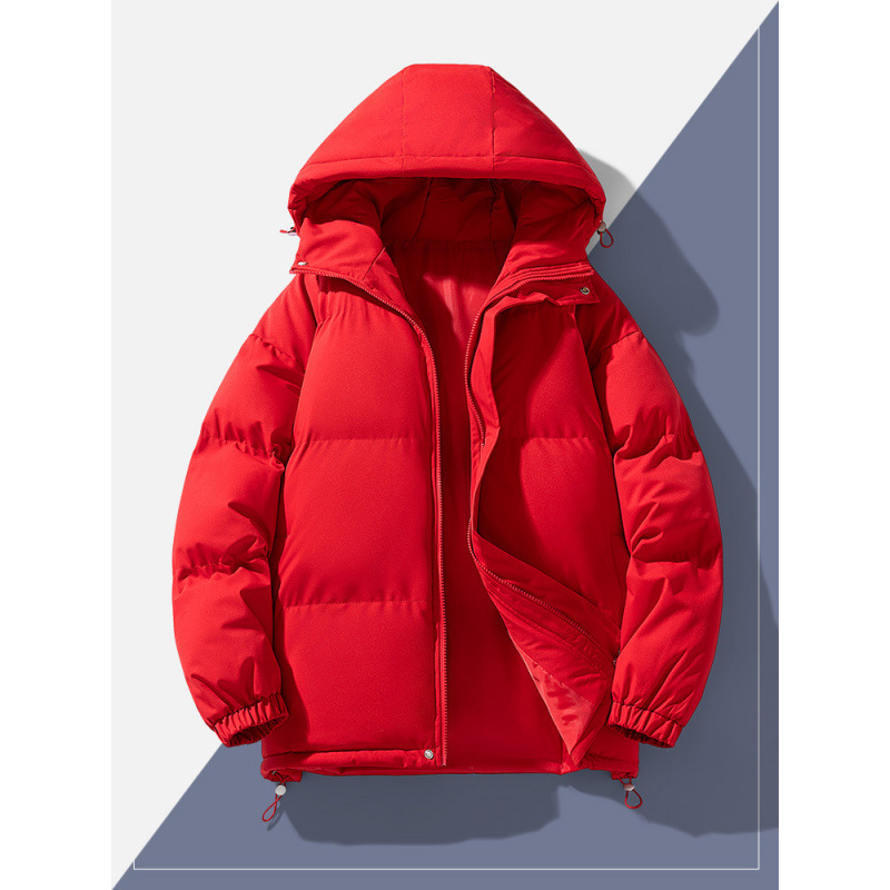 2024 invierno nuevo algodón casual para hombres de color sólido simple placa de luz gruesa abrigo de algodón con capuz para hombres