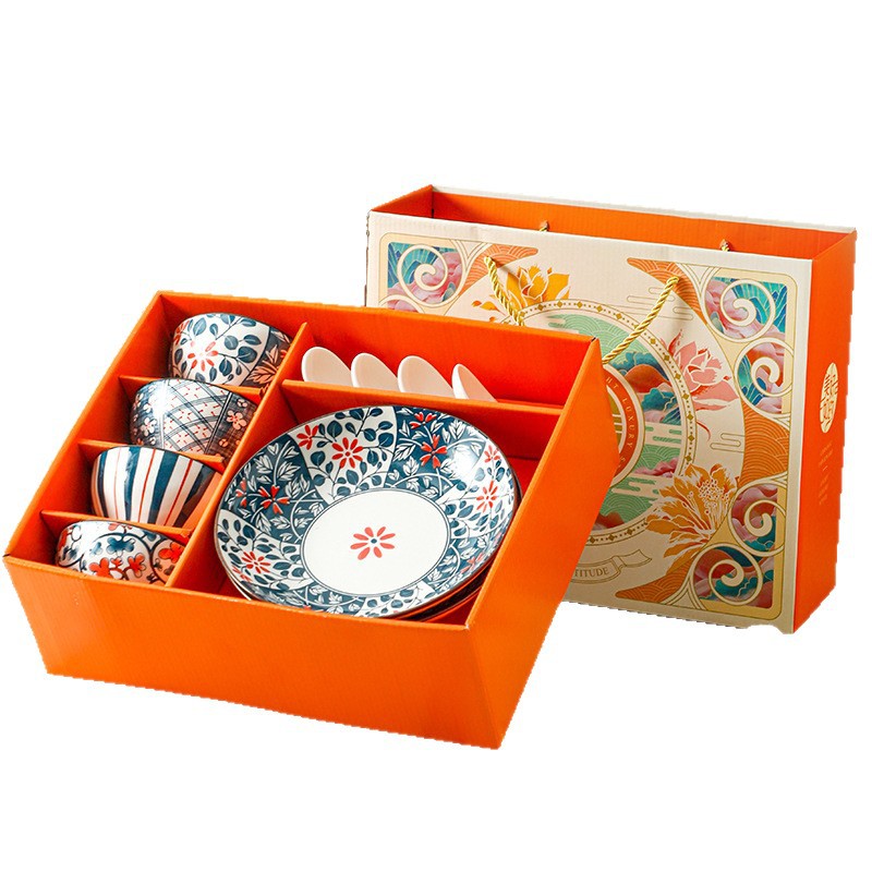 Regalos japoneses de platos de cerámica juegos de platos de platos retro caja de regalo de eventos de reunión anual de negocios