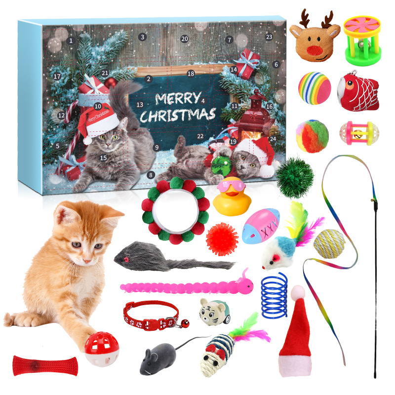 クロスボーダー専用2024Cat Advent Calendarクリスマスカウントダウン猫24格盲箱玩具|undefined