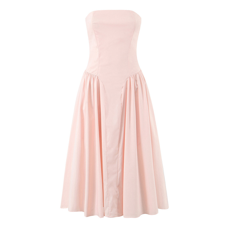 2025 New Retro Tube Top Elegant Backless Evening Dress French Sexy Slim Mid-Length Dress