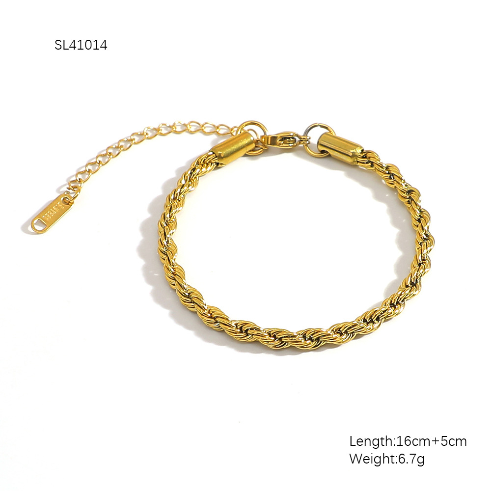 6g Weight 0.03µm-0.05µm Gold Plating Thickness PVD Coated Gold Plating Process Real Gold Plated Plating Material Bracelets Classification 304 Stainless Steel Chain Material 18K Gold Plating Color 1 Piece Quantity Holiday, Daily Occasion 304 Stainless Steel Material Geometric Pattern Women's Gender Simple Style, Classic Style Style Waterproof Non Tarnish Craft PVD Coated Real Gold Plated 18K Gold Geometric 304 Stainless Steel Simple Style Classic Style Waterproof Non Tarnish 304 Stainless Steel Bracelets 12