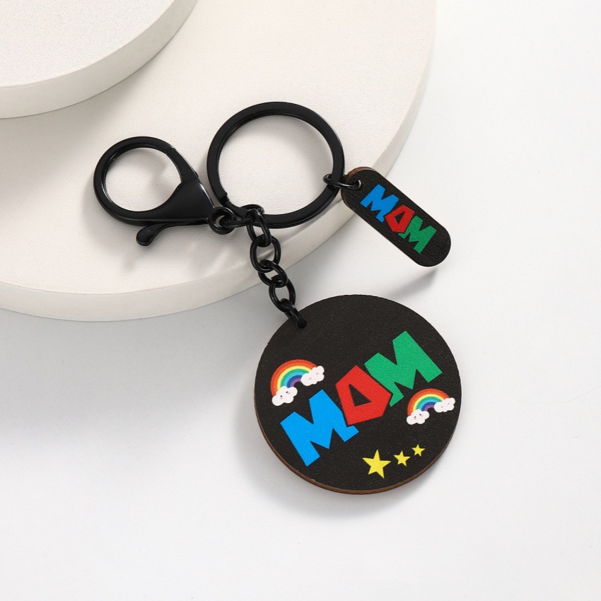 Mother'S Day, Father'S Day Festival Cute Letter Rainbow Wood Mother'S Day Father'S Day Unisex Keychain