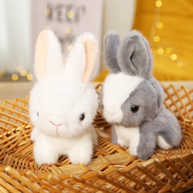 Lindo pequeño conejo blanco colgante de peluche de juguete muñeca de dibujos animados pequeño conejo muñeca de trapo máquina de agarre pequeña bolsa de muñeca adornos