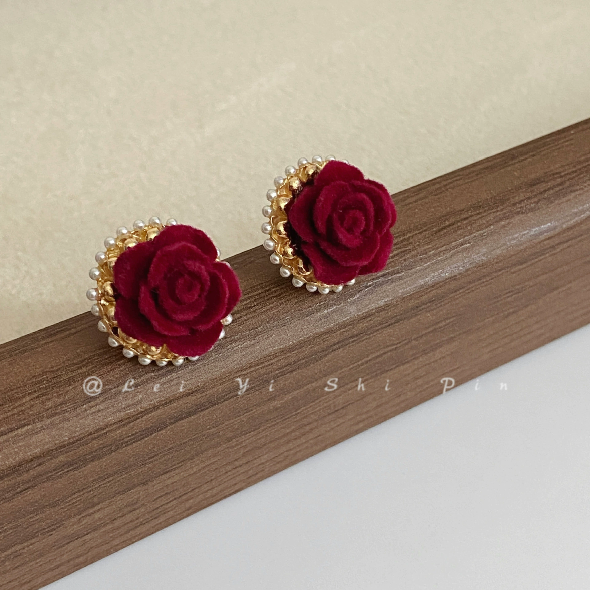 Festive red cute long demi-season earrings with bow with tassels, flowered