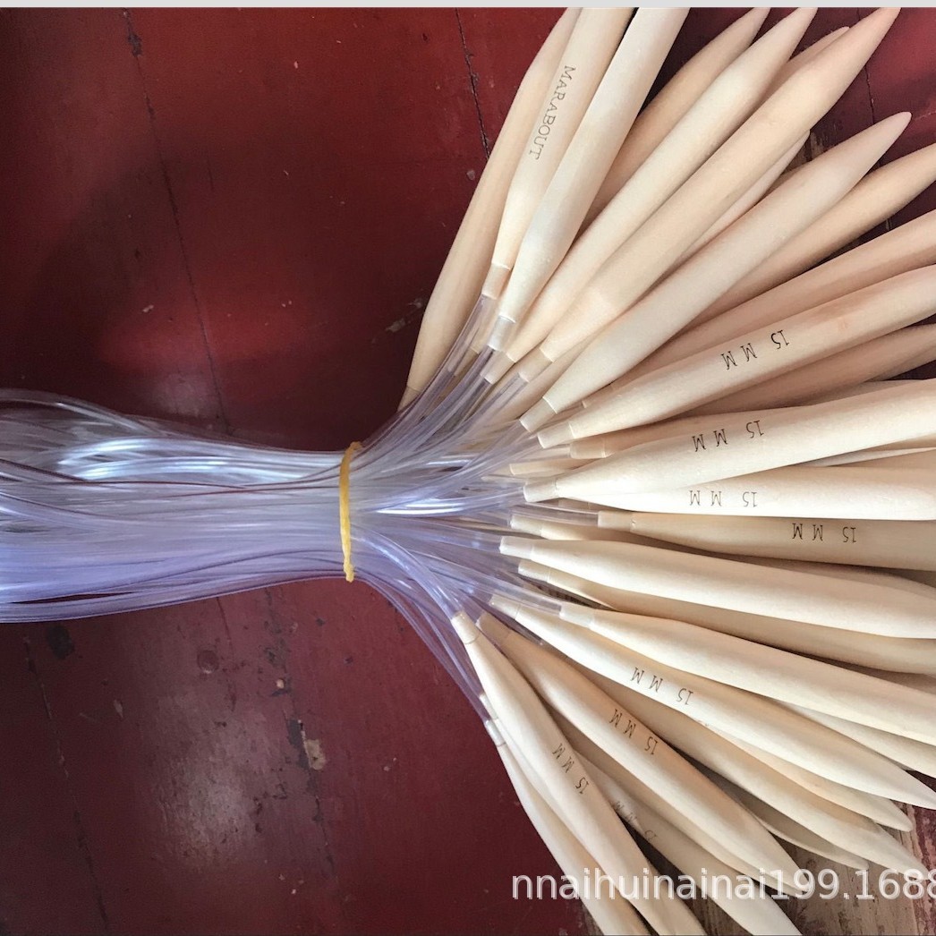 15MM木制环形针编织手工工具 竹制环形针 毛衣针 炭化针 棒针竹针