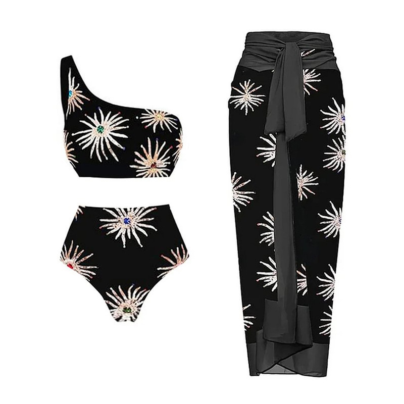 3 Pieces Set Quantity Women's Solid Color 3 Pieces Set Bikinis Swimwear