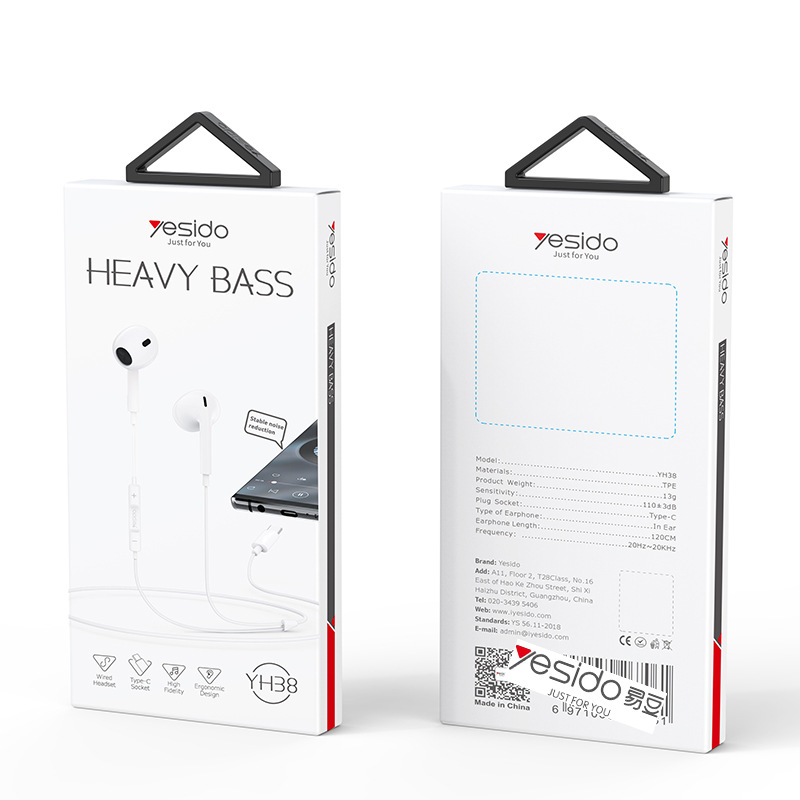 yesido 有線イヤホン type-c インイヤー型 プラグアンドプレイ iPhone17/Apple 16/15対応