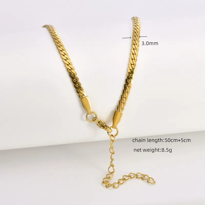 17g Weight Chain Jewelry Making Type 18K Gold Plated Plating Material Chain Necklace Classification 1 Piece Quantity Titanium Steel Material Geometric Pattern All Seasons Season Polished Finish Plating Design Simple Style Style 1 Piece Titanium Steel 18K Gold Plated Polished Chain Necklace Chain Simple Style Geometric 5