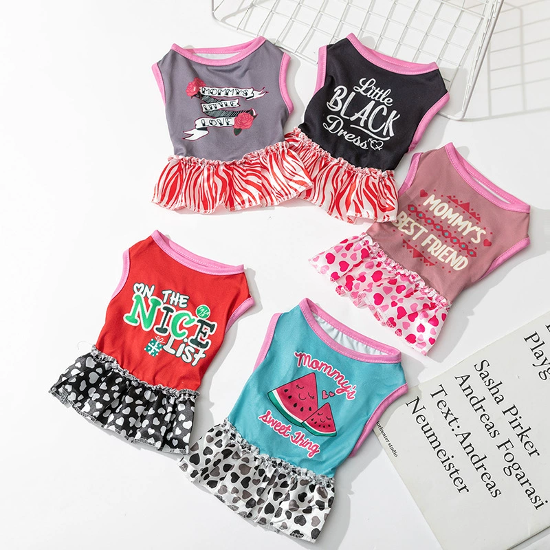 Источник фабрики любимчика одежды щенка Милая принцесса юбка собака мультфильм Печать юбка любимчика одежда щенка одежда