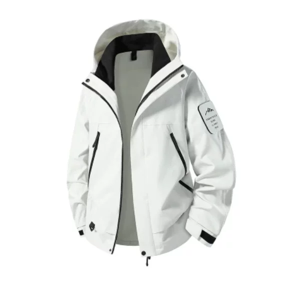 26 Outdoor windproof jacket, couple's style, loose-fitting, hooded, suitable for hiking and mountaineering