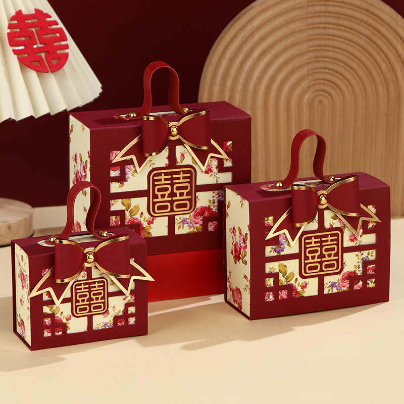 Caja de dulces de boda atmósfera caja de regalo de dulces portátiles caja de embalaje de boda caja vacía caja de cartón bolsa de dulces de boda