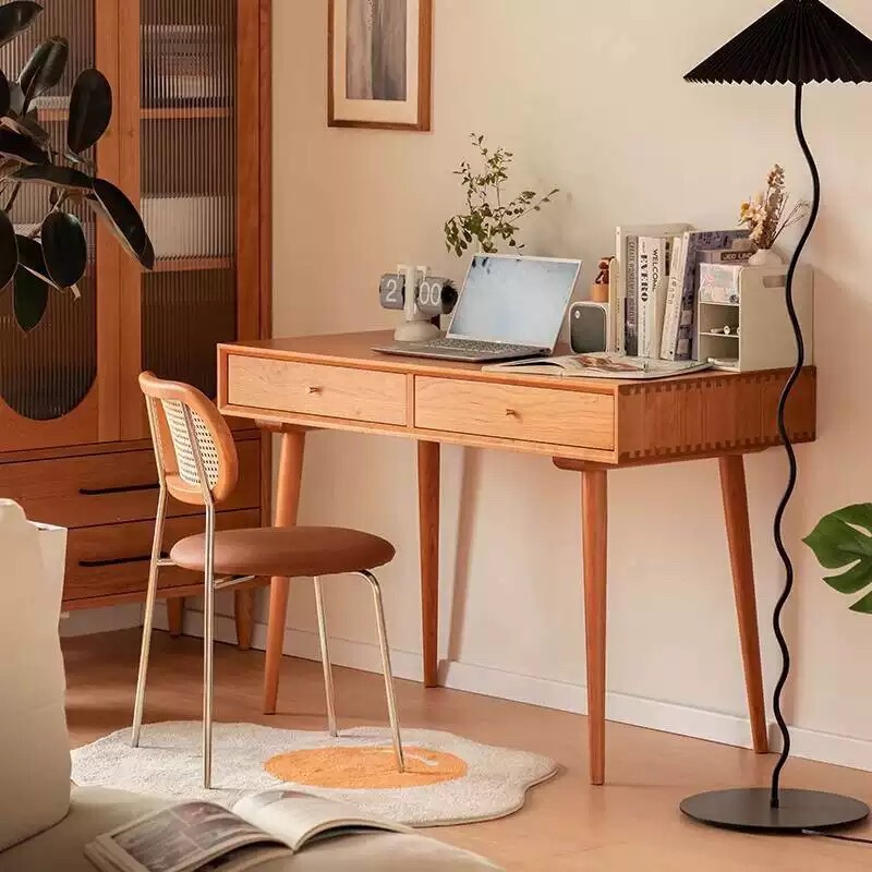 "Cloud Cherry Wood Desk" Nordic Solid Wood ins Simple Modern Computer Desk Japanese Style Desk Furniture
