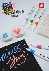 丙烯馬克筆套裝軟頭兒童丙烯筆可水洗畫筆不透色diy美術用水彩筆