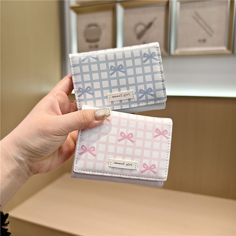 Daini Cross-Border Hot Style Ins Small Fresh Plaid Bow Small 70% off Cute Compact Mini Student Wallet for Women Daini Cross-Border Hot Style Ins Small Fresh Plaid Bow Small 70% off Cute Compact Mini Student Wallet for Women