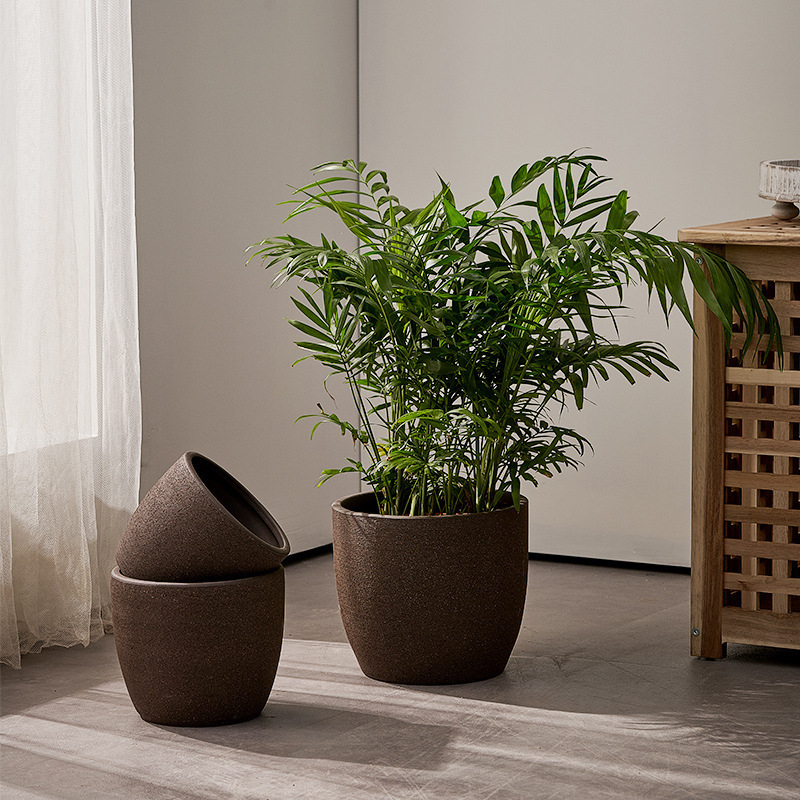 *大型紫砂通気性植木鉢緑植物鉢植え屋外中庭ガーデンリビングルーム大口径粗い陶器ポットクリア|undefined