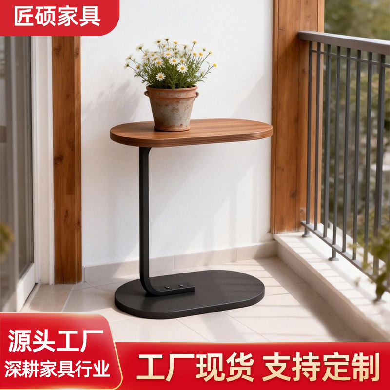 Tendencia de la mesa lateral móvil de color negro de madera pequeña mesa de té sofá sala de estar mesa lateral del dormitorio mesa pequeña de cabezal de cama