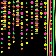荧光派对装饰 生日聚会荧光纸拉花 夜间派对用品 纸质拉旗拉花