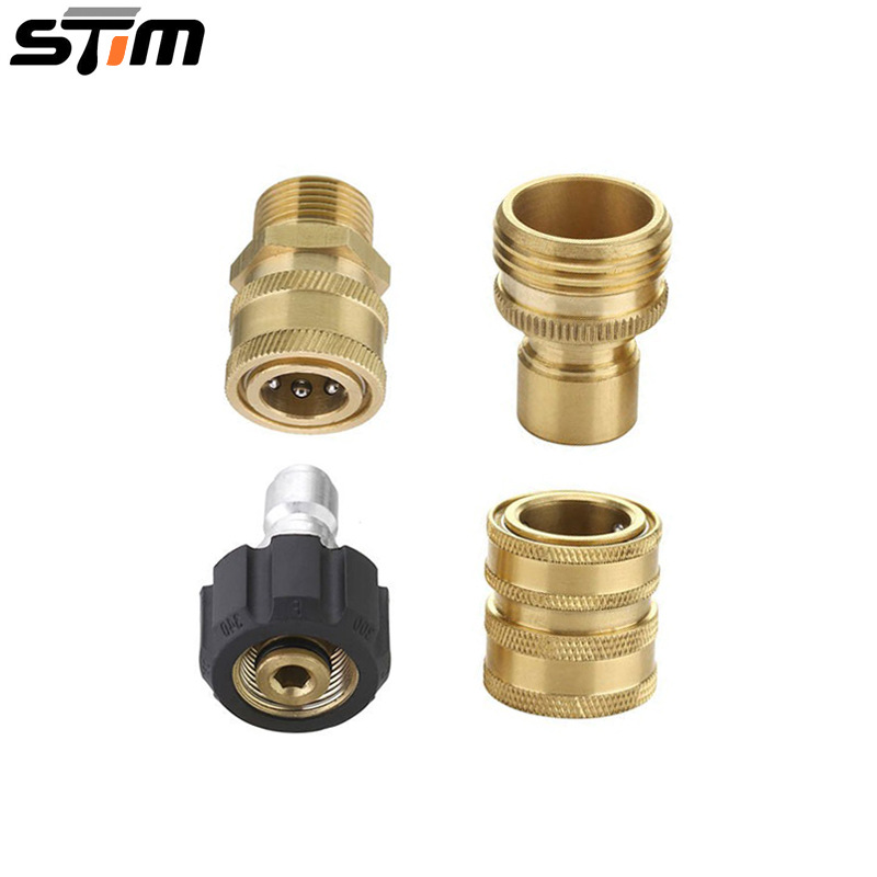 跨境 高压清洗机铜接头快速断开3/8高压水枪接头配件M22-14适配器