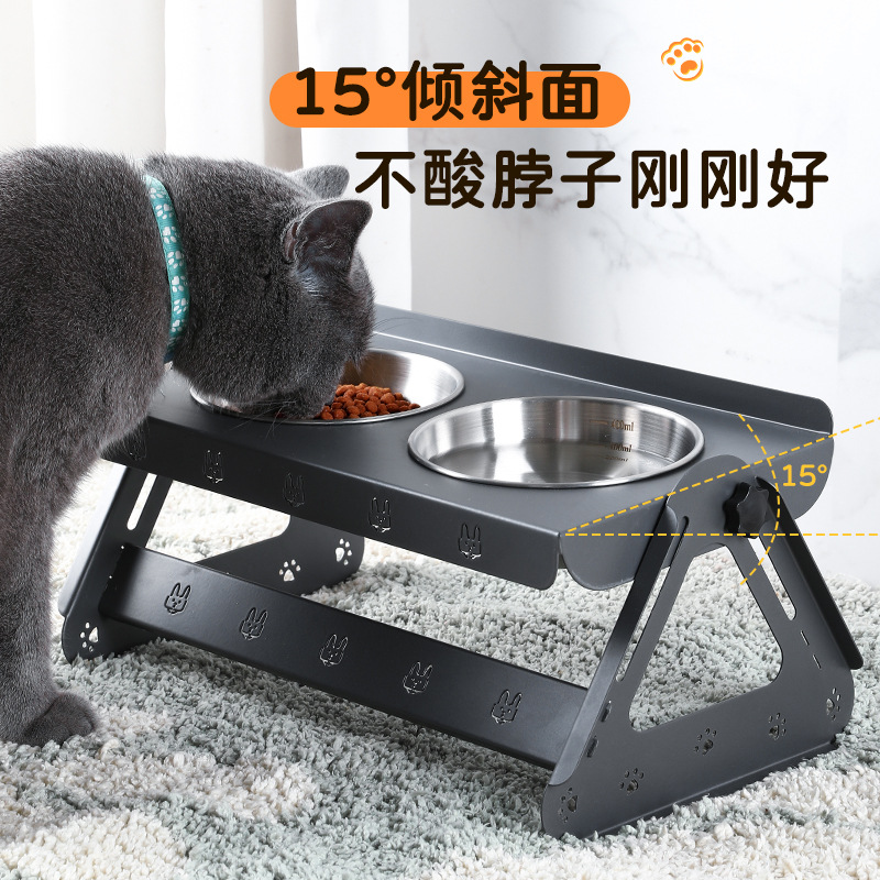 磁吸宠物碗不锈钢食物架狗狗专用食盆猫咪碗防打翻宠物慢食护颈