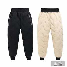 儿童棉裤男童女童加绒加厚裤子冬季外穿大童装夹棉羊羔绒保暖棉裤