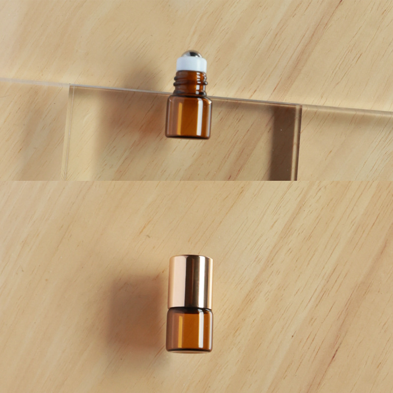 Botella roll-on para aceites esenciales cosméticos, botella marrón para aceites esenciales, botella transparente para reactivos, botella roll-on de vidrio, botella de perfume ámbar.