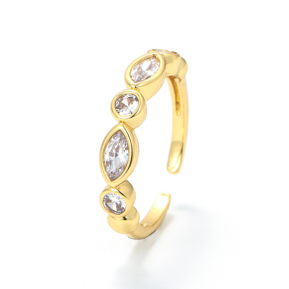 2g Weight Zircon Inlay Material Birthday Occasion Fashion Geometric Copper Micro-inlaid Zircon Open Ring