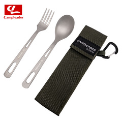 Cross-border outdoor pure titanium fork and spoon portable tableware home fork and spoon Western cuisine camping travel titanium tableware spoon set for mountain climbing