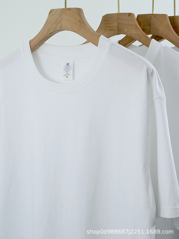 重ポンド280g新疆長毛綿重ポンド純綿tシャツ純色落肩半袖tシャツ夏底丸襟シャツ|undefined